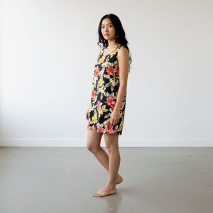 Vintage Hawaiian Tropical Floral A-line Mini Dress - Medium